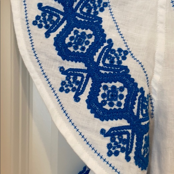 Jcrew embroidered linen flounce top xs - Picture 3 of 7
